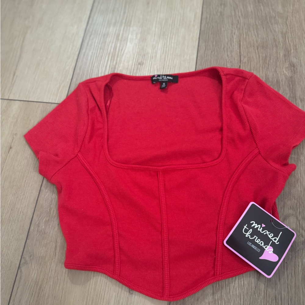 Corset style Ribbed Knit Crop Top